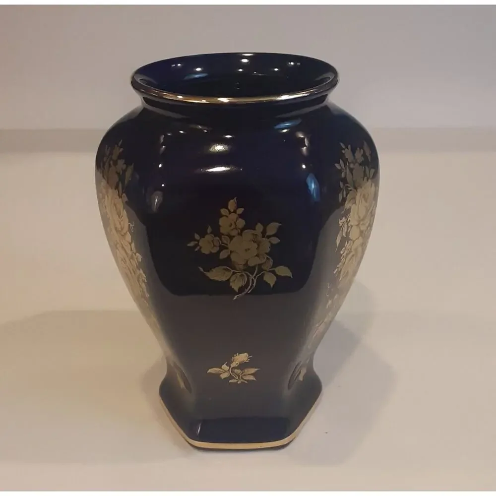 Bavaria Cobalt Hundur Biel 23K Gold Accent Vase 7